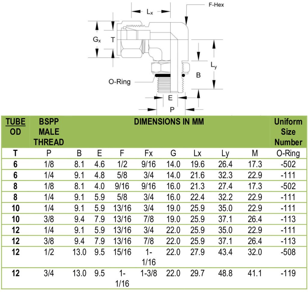 Tube Fitting Positional Male Elbow Tube Fitting and Valve Fitting